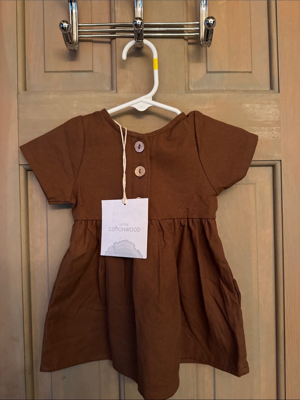 Little Cottonwood Girls Brown Short-Sleeve Cotton Dress